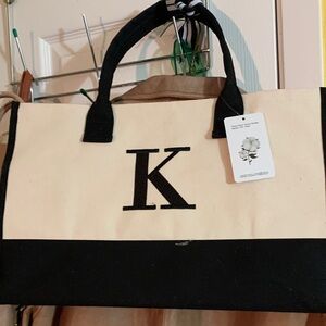 Elegant Black and Cream Tote Bag New With Tags